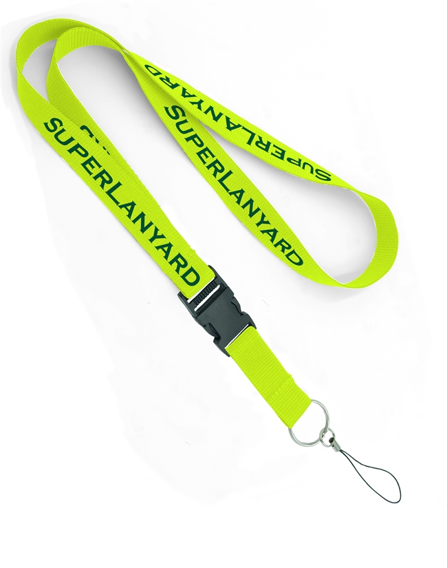  3/4 inch Custom Device Lanyard attached detachable buckle and keyring with mobile phone strap-Screen Printing-LHP0608N 