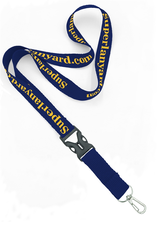  3/4 inch Custom lanyard attached a wire gate snap hook and a detachable buckle-custom screen printing 