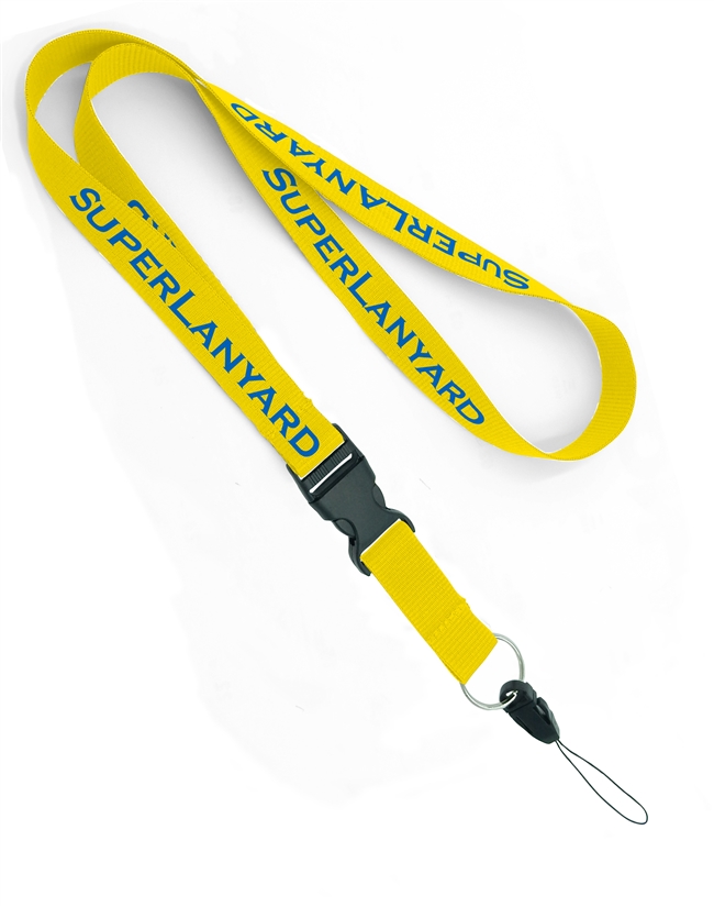  3/4 inch Custom lanyard attached keyring with a quick release strap connector and detachable buckle-custom screen printing 