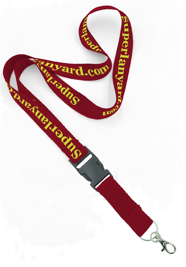  3/4 inch Custom buckle lanyard attached metal split ring with a lobster clasp hook-custom screen printing 