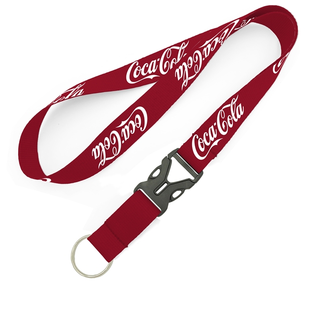  1 inch Personalized lanyard attached keychain ring and release buckle-custom screen printing 