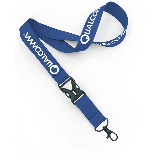  1 inch Personalized lanyard with a black lobster clasp hook and a release buckle-custom screen printing 