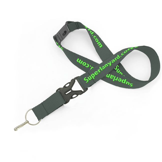  1 inch Personalized breakaway lanyard attached metal split ring with lanyard hook and a detachable buckle-custom screen printing 