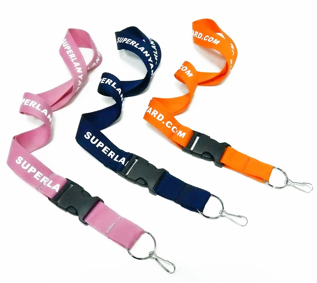  1 inch Personalized lanyard attached metal split ring with lanyard hook and a release buckle-custom screen printing 