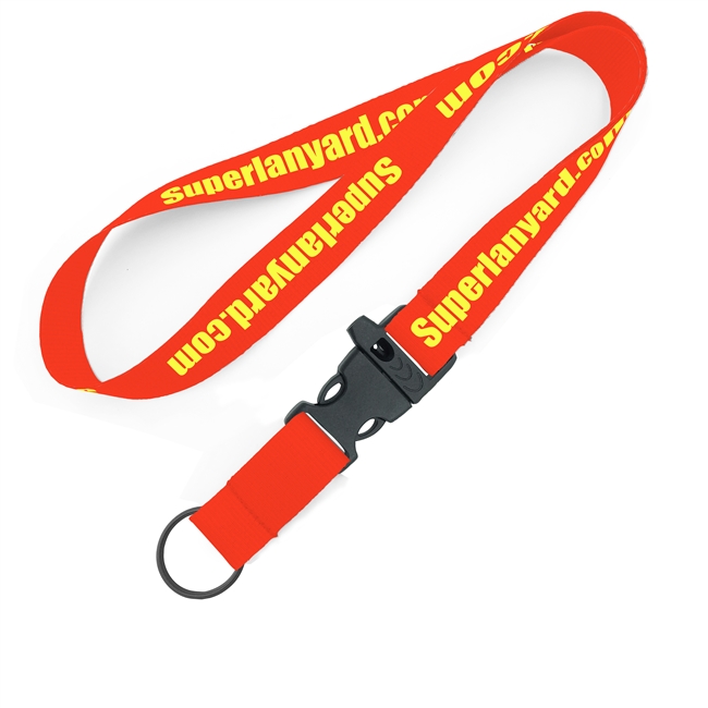  1 inch Custom Whistle Lanyard attached release bcukel and split ring with a whistle-Screen Printing-LHP0805N 