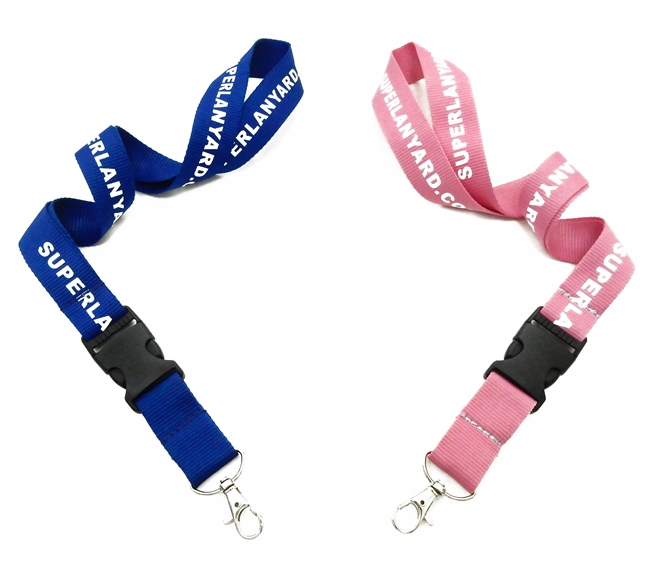  1 inch Personalized lanyards attached silver nickel lobster clasp hook and release buckle-custom screen printing 