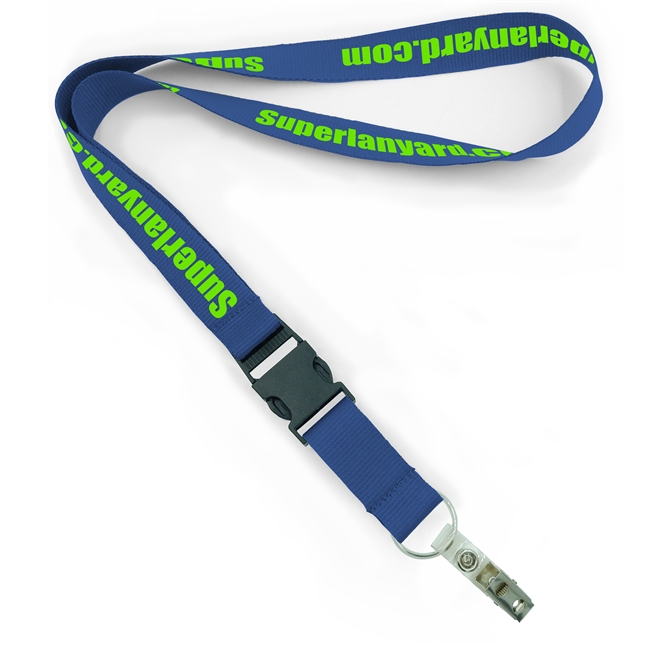  1 inch Personalized lanyard attached key ring with a ID strap clip and a release buckle-custom screen printing 
