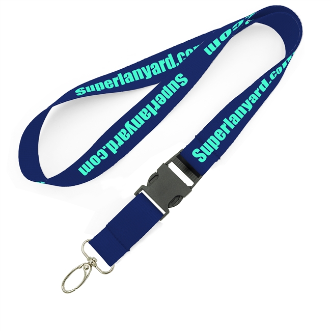  1 inch Personalized lanyard with a egg shaped clasp badge hook and a release buckle-custom screen printing 