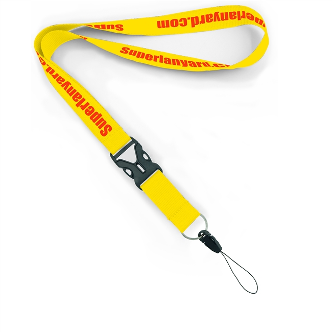  1 inch Custom Device Lanyard attached detachable buckle and split ring with quick release strap connector-Screen Printing-LHP0814N 