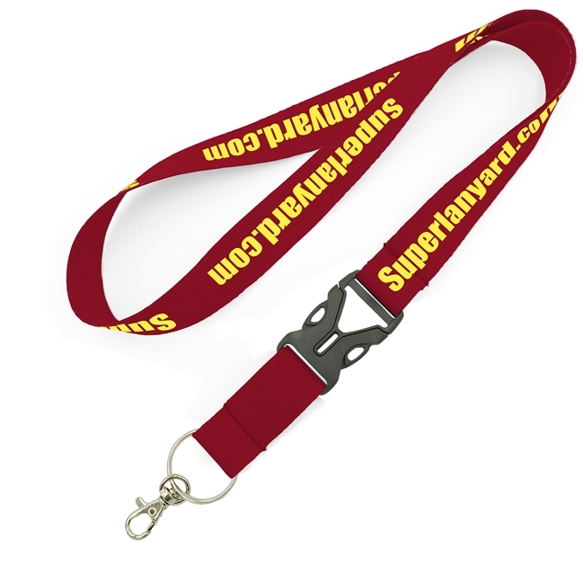  1 inch Personalized buckle lanyard attached metal split ring with a lobster clasp hook-custom screen printing 