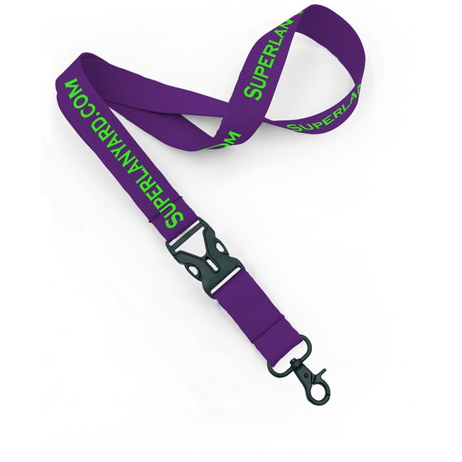  1 inch Personalized lanyard with black lobster claw trigger snap hook and release buckle-custom screen printing 