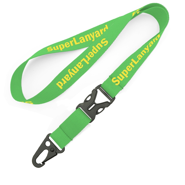  1 inch Custom Lanyard attached release buckle and swivel hook with bulldog clip-Screen Printing-LHP0819N 