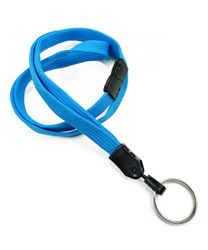  3/8 inch Blue key lanyards attached safety breakaway and key ringblankLNB320BBLU 
