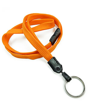  3/8 inch Carrot orange key ring lanyard with breakaway and split ring-blank-LNB320BCOG
