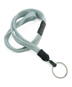  3/8 inch Gray key lanyards attached safety breakaway and key ringblankLNB320BGRY 