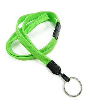  3/8 inch Lime green key lanyards attached safety breakaway and key ringblankLNB320BLMG 
