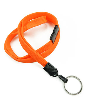  3/8 inch Neon orange key lanyards attached safety breakaway and key ringblankLNB320BNOG 
