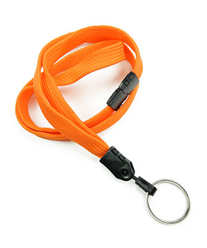  3/8 inch Orange key ring lanyard with breakaway and split ring-blank-LNB320BORG 