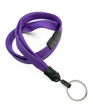  3/8 inch Purple key ring lanyard with breakaway and split ring-blank-LNB320BPRP 