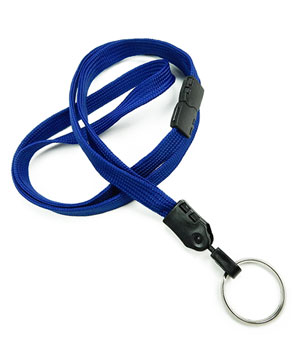  3/8 inch Royal blue key lanyards attached safety breakaway and key ringblankLNB320BRBL 