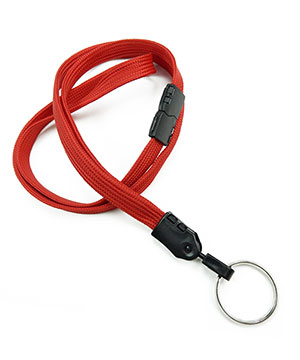  3/8 inch Red key ring lanyard with breakaway and split ring-blank-LNB320BRED 