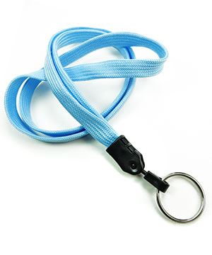 3/8 inch Baby blue key lanyard with a metal key ringblankLNB320NBBL