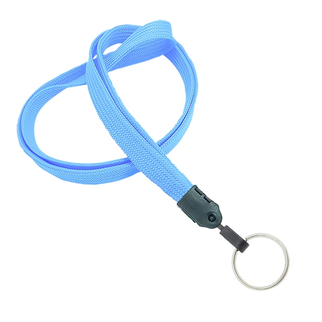  3/8 inch Baby blue key lanyard with a metal key ringblankLNB320NBBL 