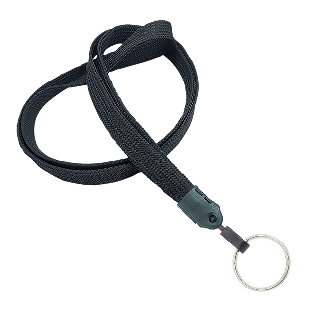  3/8 inch Black key lanyard with a metal key ringblankLNB320NBLK 