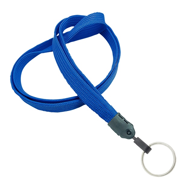  3/8 inch Blue key lanyard with a metal key ringblankLNB320NBLU 