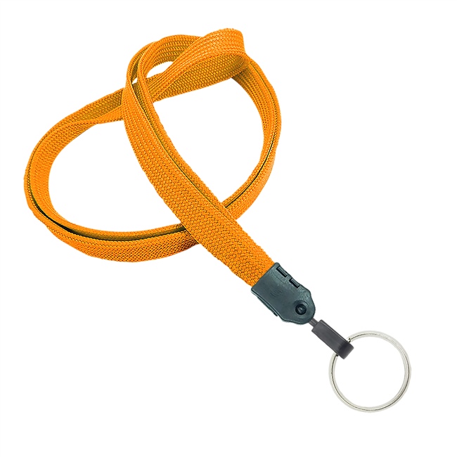  3/8 inch Carrot orange key lanyard with a metal key ringblankLNB320NCOG 