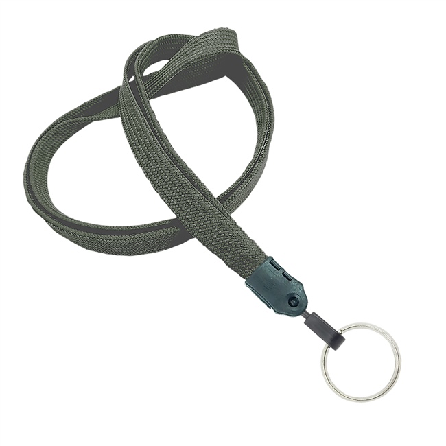  3/8 inch Dark gray key lanyard with a metal key ringblankLNB320NDGY 