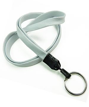  3/8 inch Gray blank lanyard with a keychain ring-blank-LNB320NGRY 