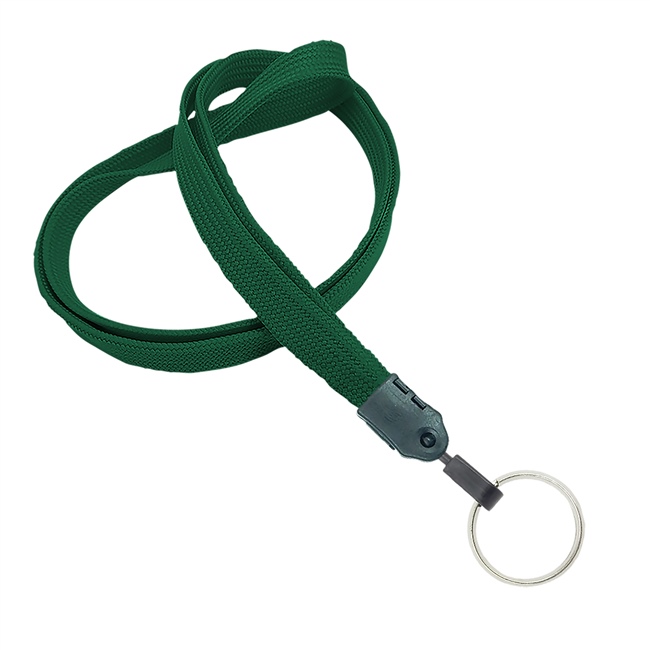 3/8 inch Hunter green key lanyard with a metal key ringblankLNB320NHGN 
