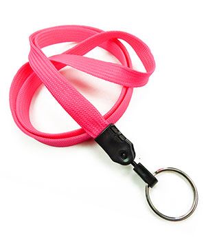  3/8 inch Hot pink plain lanyard with a keychain ring-blank-LNB320NHPK 
