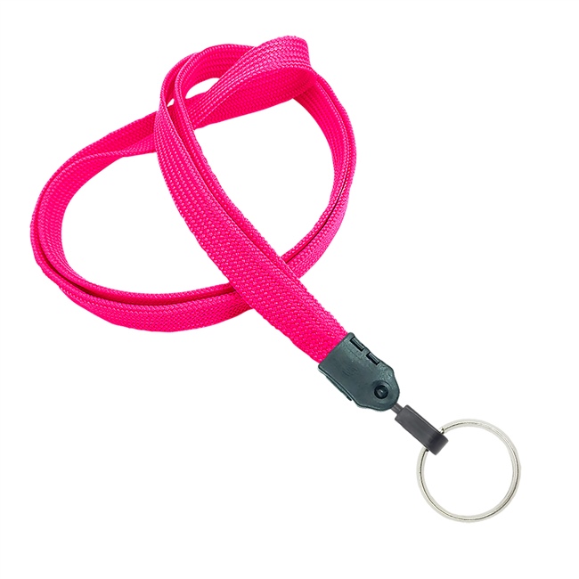  3/8 inch Hot pink key lanyard with a metal key ringblankLNB320NHPK 