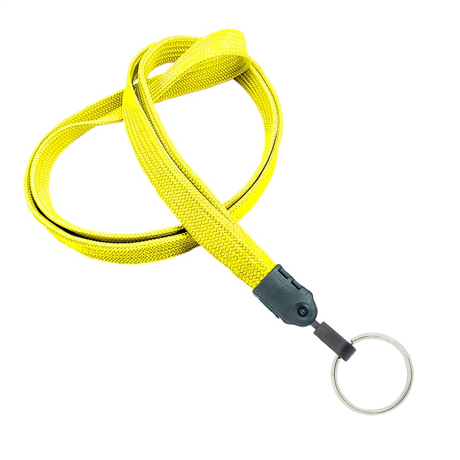  3/8 inch Metallic gold key lanyard with a metal key ringblankLNB320NMGD 