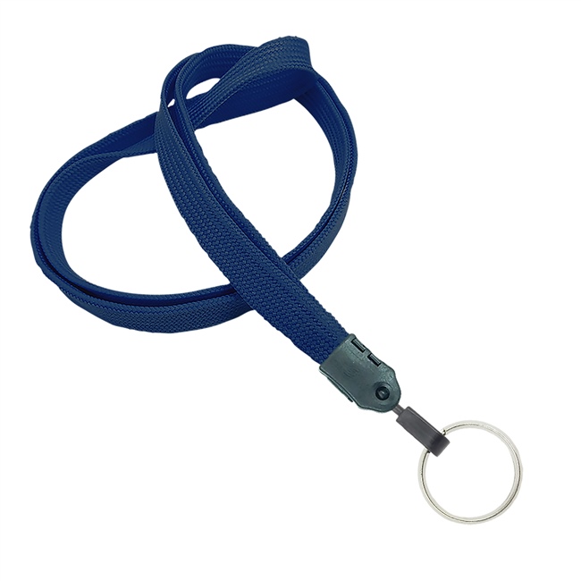  3/8 inch Navyblue key lanyard with a metal key ringblankLNB320NNBL 