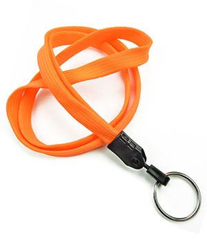  3/8 inch Neon orange key lanyard with a metal key ringblankLNB320NNOG 