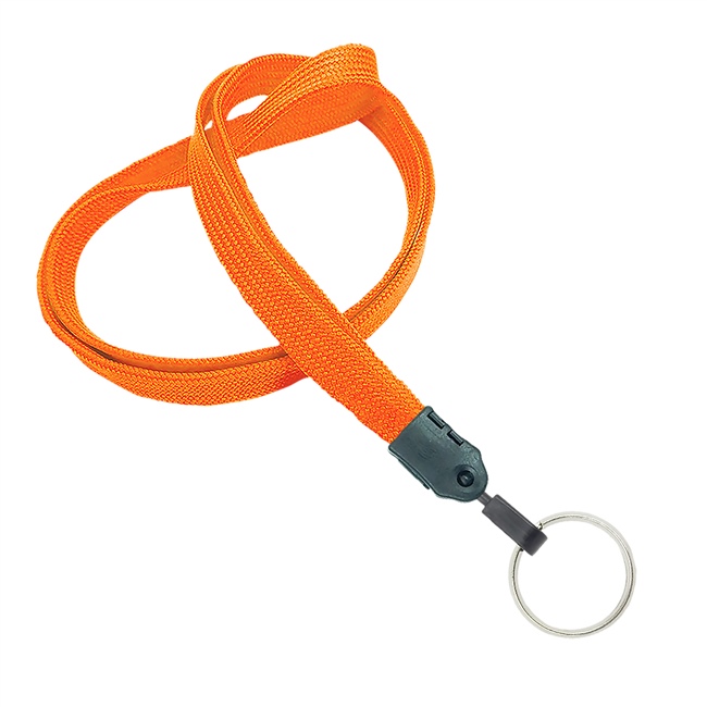  3/8 inch Neon orange key lanyard with a metal key ringblankLNB320NNOG 
