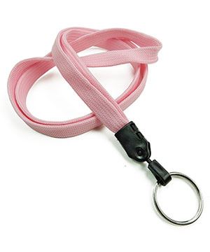  3/8 inch Pink blank lanyard with a keychain ring-blank-LNB320NPNK 