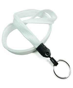  3/8 inch White plain lanyard with a keychain ring-blank-LNB320NWHT 