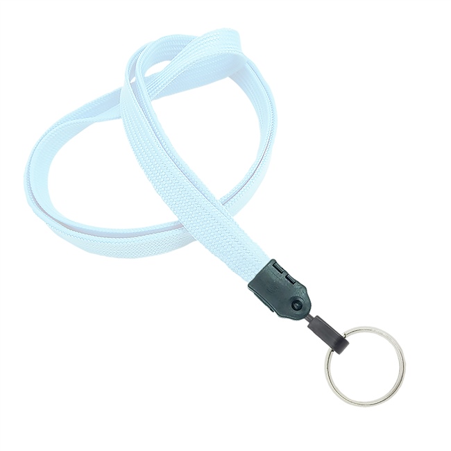  3/8 inch White key lanyard with a metal key ringblankLNB320NWHT 