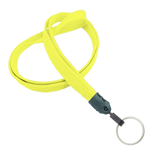  3/8 inch Yellow key lanyard with a metal key ringblankLNB320NYLW 
