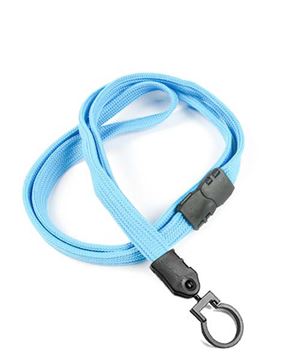  3/8 inch Baby blue ID lanyards attached breakaway and plastic lanyard hookblankLNB321BBBL