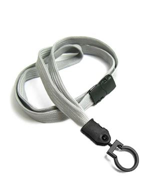  3/8 inch Gray ID lanyards attached breakaway and plastic lanyard hookblankLNB321BGRY 