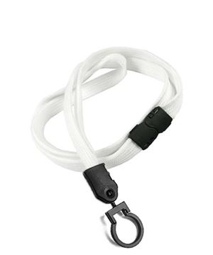  3/8 inch White ID lanyards attached breakaway and plastic lanyard hookblankLNB321BWHT 