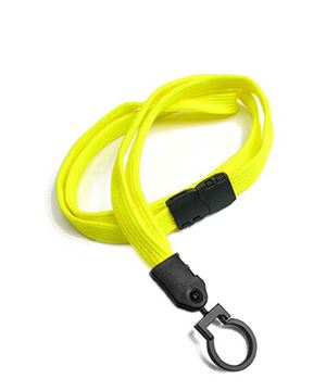  3/8 inch Yellow ID lanyards attached breakaway and plastic lanyard hookblankLNB321BYLW 
