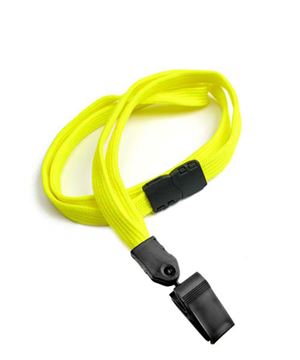  3/8 inch Yellow breakaway lanyards with plastic rotating clip-blank-LNB322BYLW 