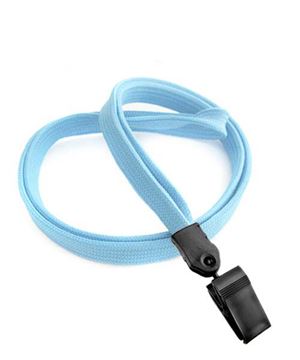  3/8 inch Baby blue clip lanyard with a plastic rotating clip-blank-LNB322NBBL