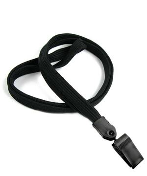  3/8 inch Black clip lanyard with a plastic rotating clip-blank-LNB322NBLK 